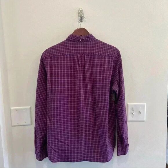 J.crew button closure shirt mens size large slim cut red and blue plaid - Picture 6 of 8